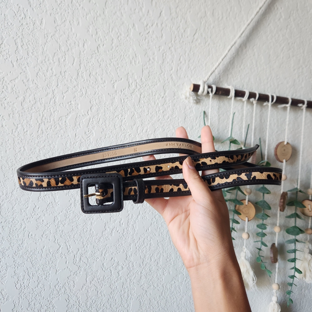 Ann Taylor Leopard Print Belt - Black and Tan - Picture 4 of 5